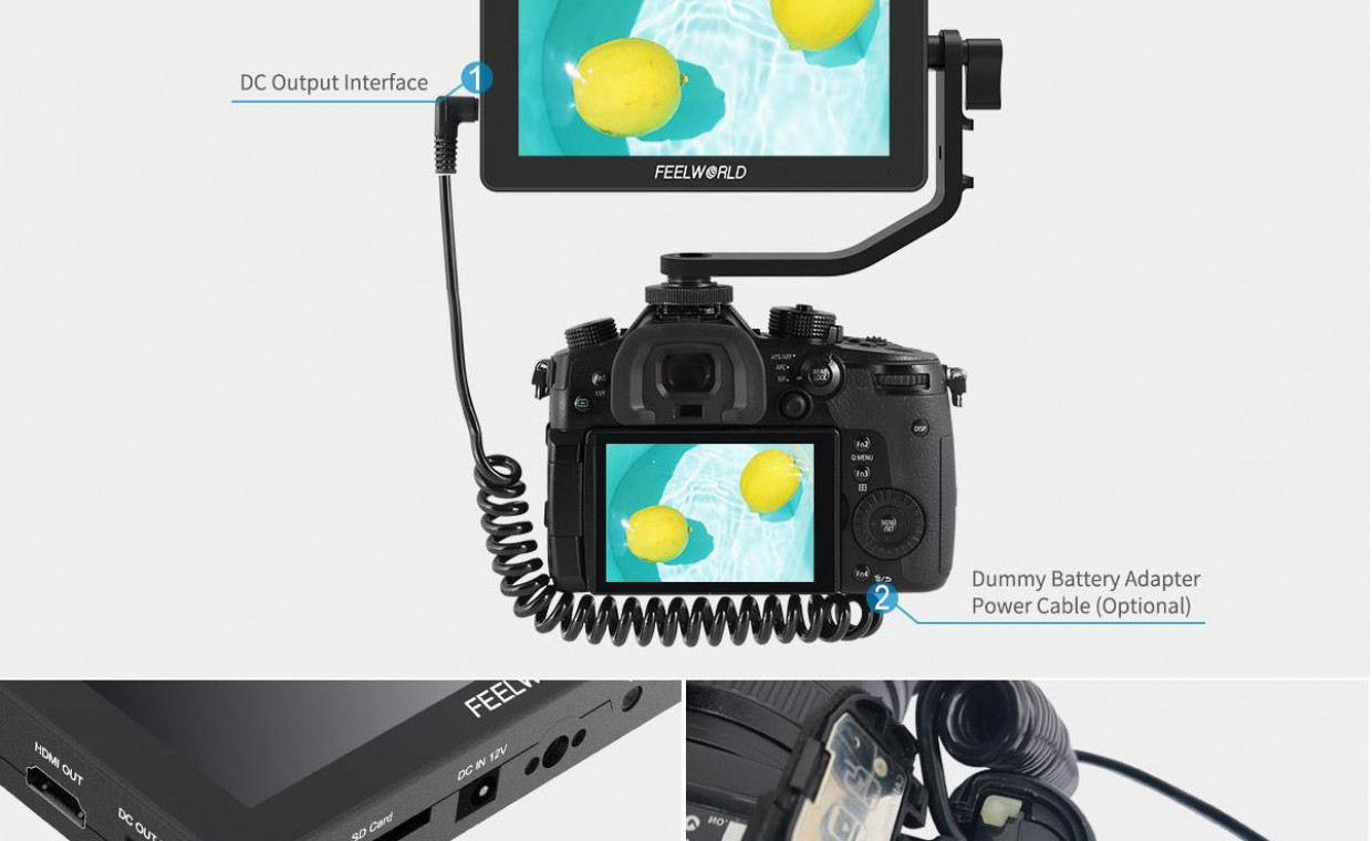 Camera accessories for rent, Feelworld F6 plus monitorius rent, Panevėžys