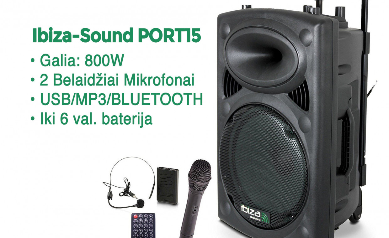 Audio equipment and instruments for rent, Ibiza-Sound Port15 Kolonėlė Nuoma rent, Vilnius