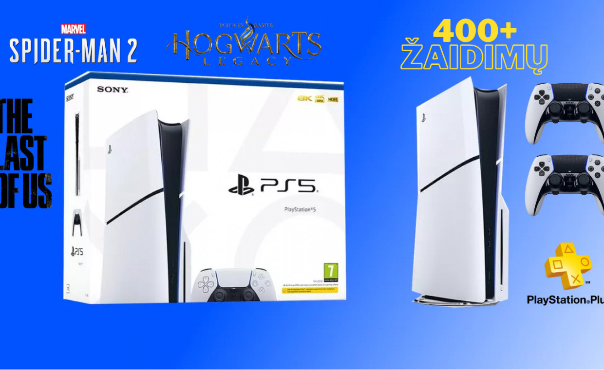 Žaidimų konsolių nuoma, Sony Playstation 5 SLIM (PS5) nuoma, Kaunas