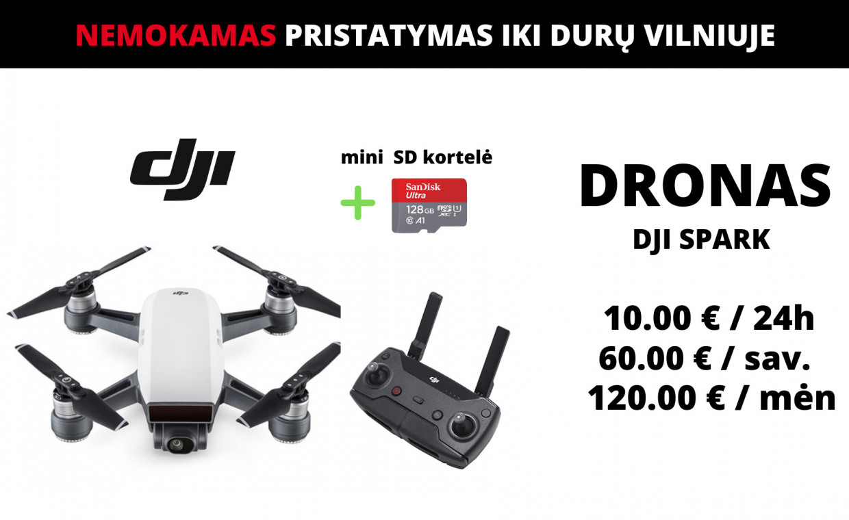 Drones for rent, DRONAS DJI SPARK rent, Vilnius