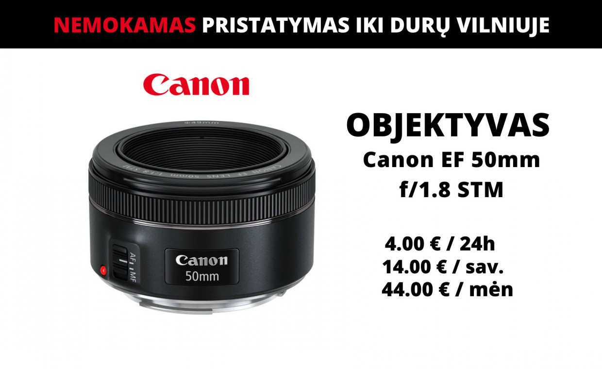Camera lenses for rent, Canon EF 50mm f/1.8 STM rent, Vilnius