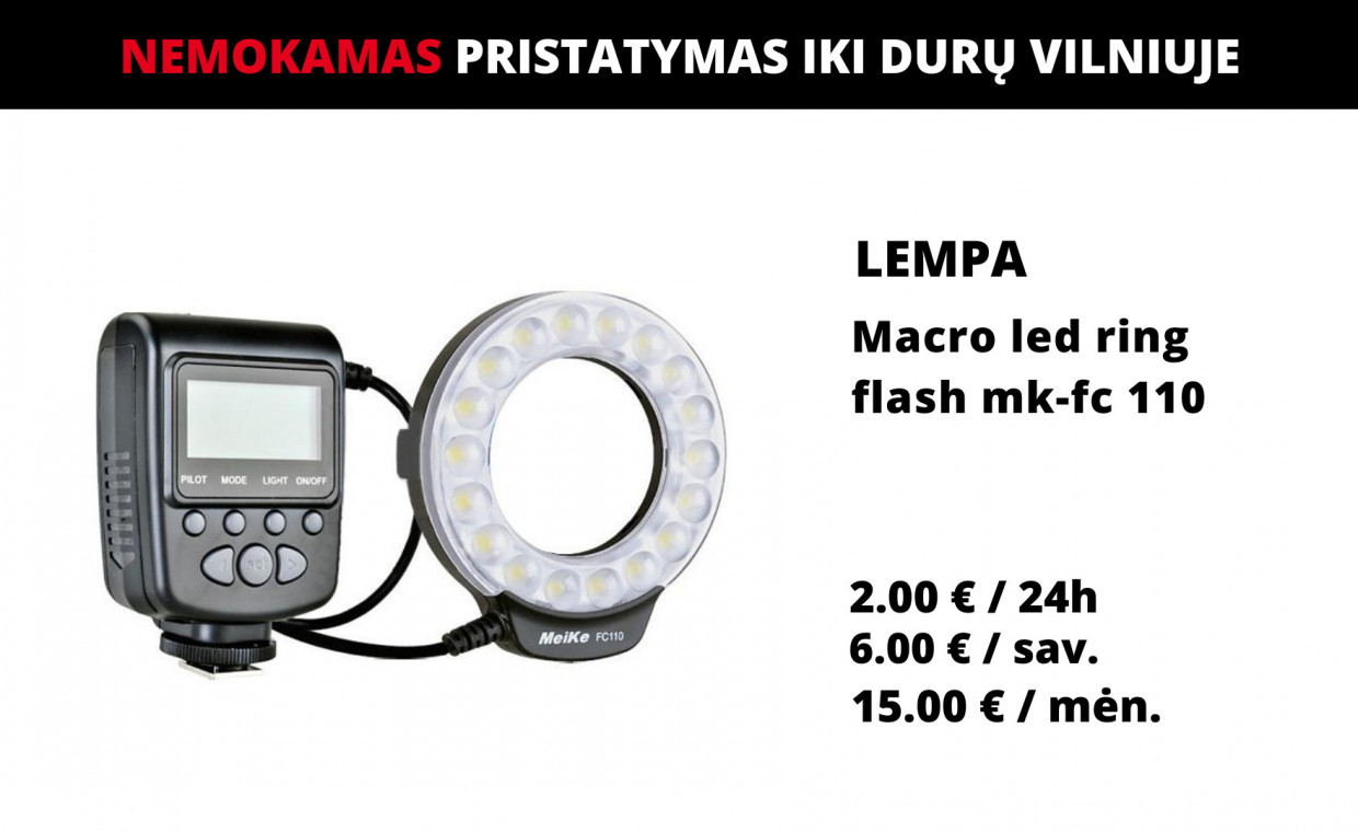 Photo studio equipment for rent, Žiedinė LED lempa led ring mk-fc 110 rent, Vilnius
