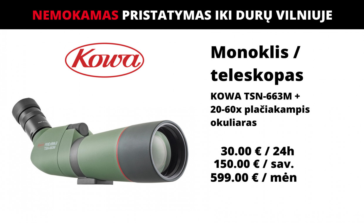 Holiday and travel items for rent, Monoklis / teleskopas KOWA TSN-663M rent, Vilnius