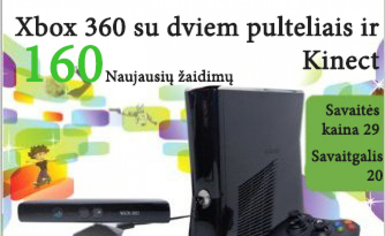 Gaming consoles for rent, Xbox 360 su kinect nuoma rent, Vilnius